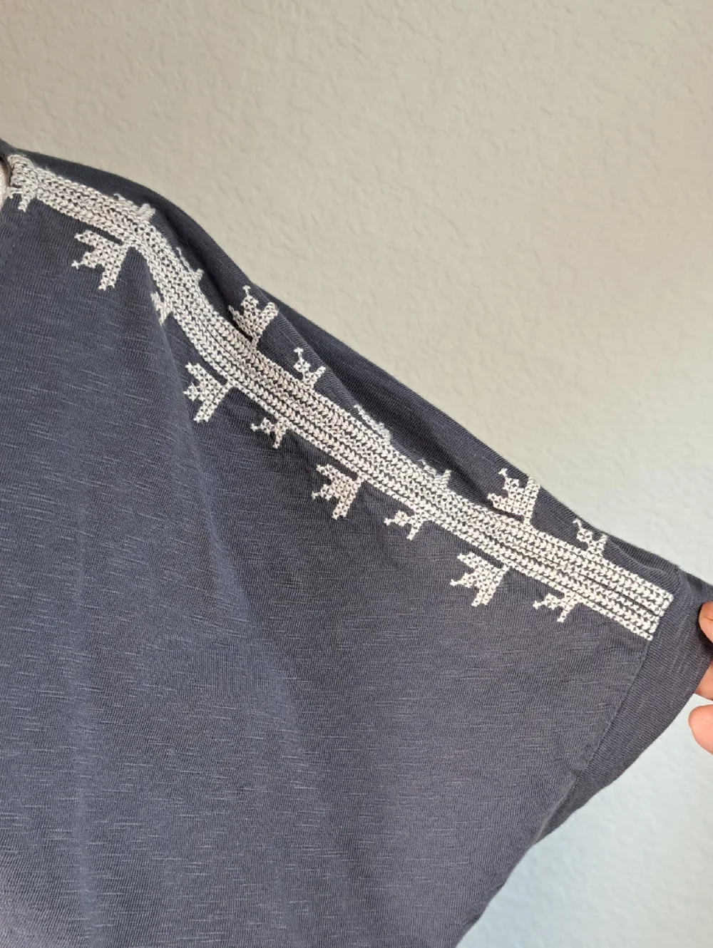 J Jill Pure Jill Women’s Embroidered Dolman Tunic Top Large Cotton Dark Gray - Picture 3 of 13